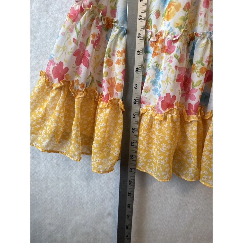 Jona Michelle Floral Bow Tiered Ruffle Sleeveless Girls Dress‎ 5T Summer Party